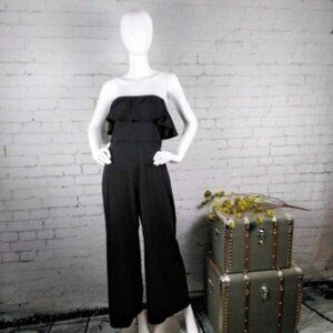 Susana Monaco Strapless Ruffled Jumpsuit Black Large